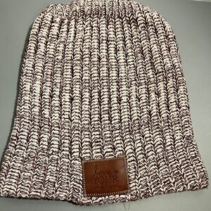 Love Your Melon Knit Beanie Hat Cream Brown Marled Unisex Winter Cap